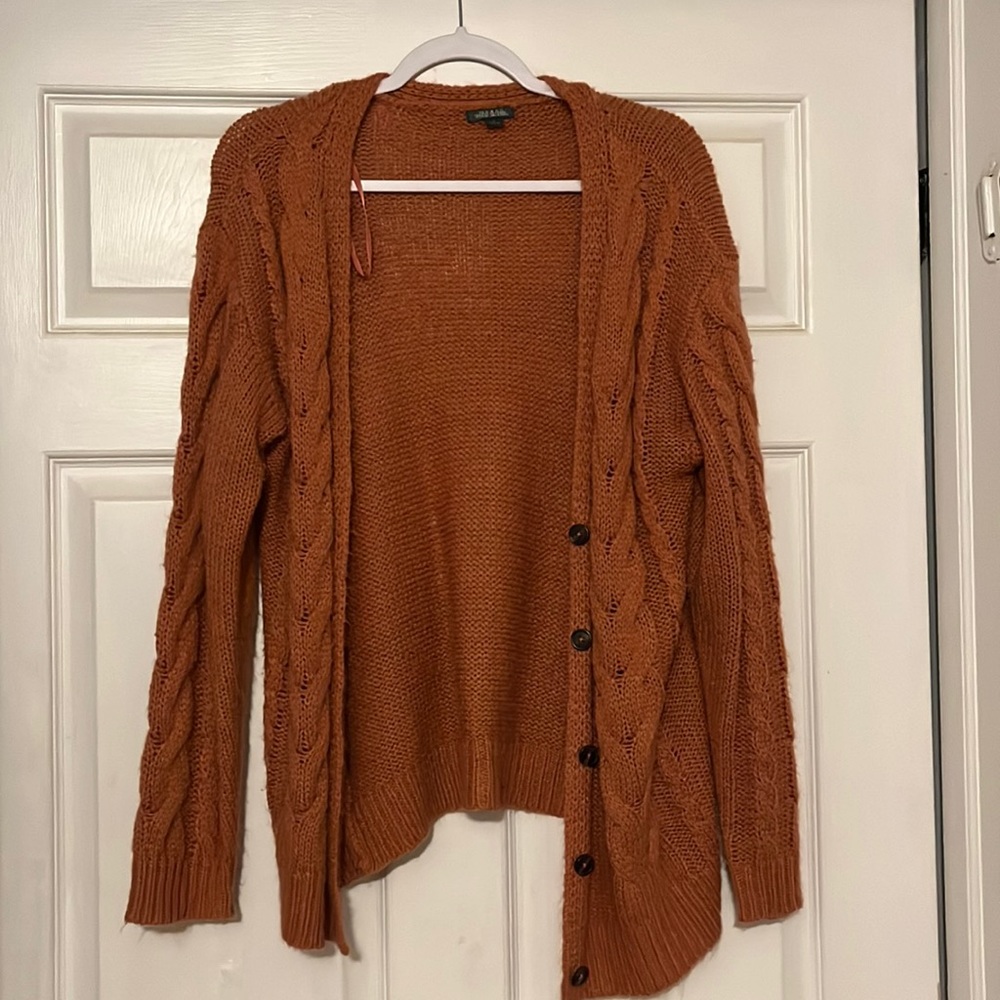 Salmon knitted cardigan sweater